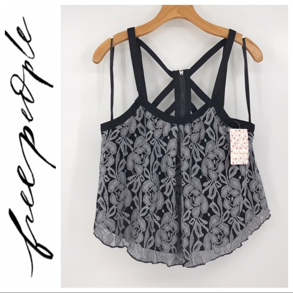 Free People Tops - 💕SALE💕NWT Free People Black Gray Lace Tank Top